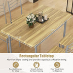 Giantex 47-inches Dining Table Set for 4, Rectangular Kitchen Table with 4 Dining Chairs, Metal Frame, 5-Piece Space-Saving Dinette Set for Small Space, Dinner, Breakfast Nook, Apartment, Natural