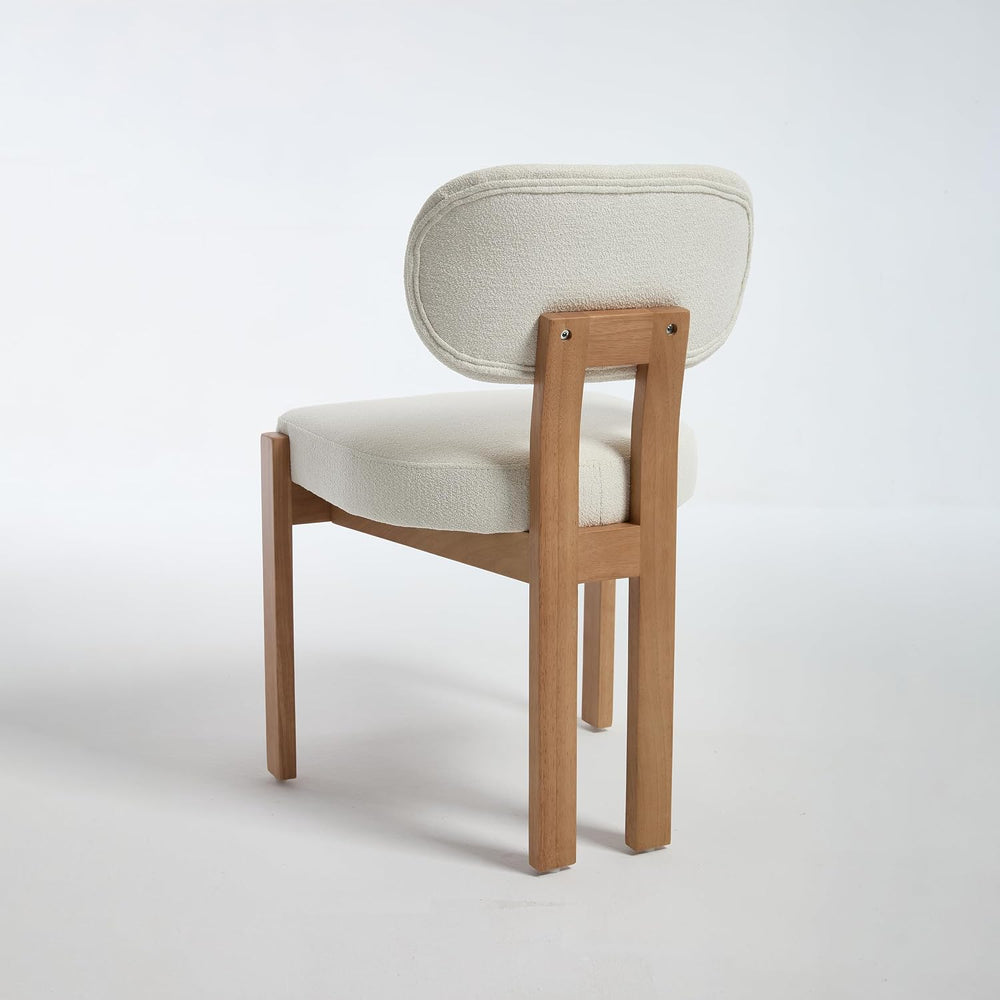 Boucle Dining Chairs Set of 2, Modern Upholstered Kitchen Chairs with Solid W...