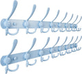 Dseap Coat Rack Wall Mount - 29.5” Long 8-Tri-Hooks Heavy Duty Coat Hanger Rail Wall Hooks for Hanging Coats Hats Clothing Clothes Purse Mudroom Entryway, Blue, Pack of 2