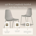 Poly & BARK Isla Modern Kitchen Chairs Set of 4 - Plastic Dining Chair with Metal Legs - Quick Assembly Simple Cafe Chairs Plastic for Indoor or Outdoor - Feather Grey