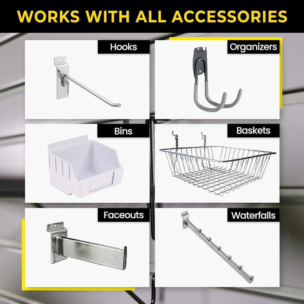 DLDIRECT 48" X 48" - Slatwall Panel Garage Organizer: Heavy Duty Wall Mounted PVC Rack, Interlocking Slat Paneling for Garage Storage, Slotwall Board, Shelves System