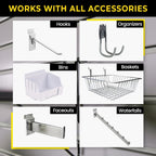 DLDIRECT 24" X 48" - White Slatwall Panel Garage Organizer: Heavy Duty Wall Mounted PVC Rack, Interlocking Slat Paneling for Garage Storage, Slotwall Board, Shelves System
