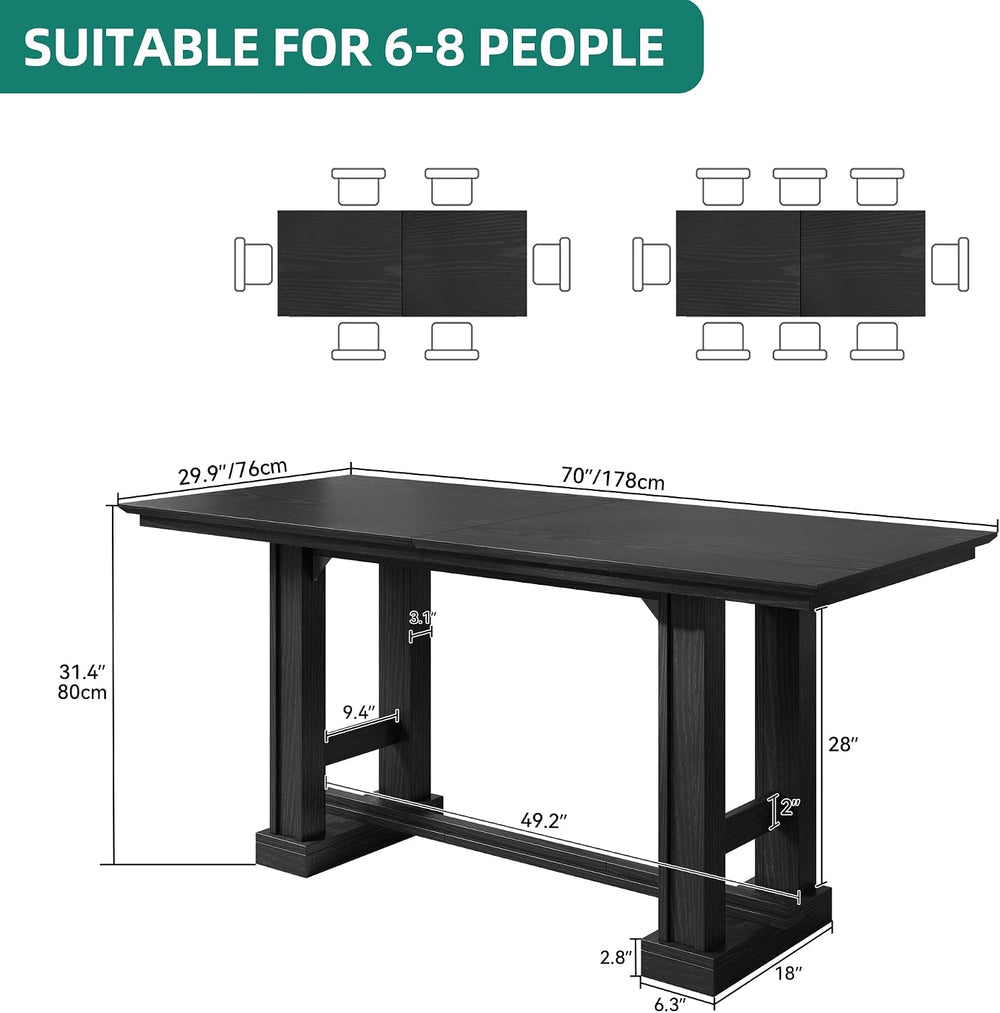 YITAHOME 70" Dining Table for 6–10 People, Farmhouse Rectangular Kitchen...