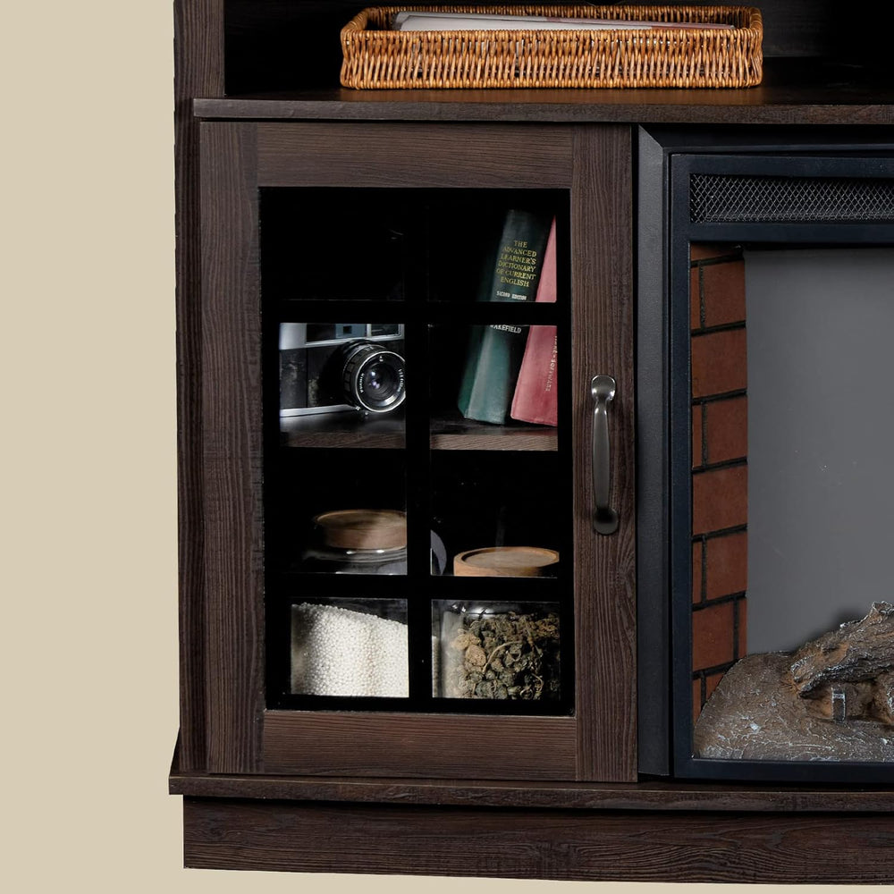 AMERLIFE 59" Curved Fireplace TV Stand with Storage for TVs up to 65'...
