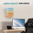 SUPEASY 5-Tier Wall File Organizer Mesh Office Mail Holder, Hanging Wall Organizer Magazine Rack for Office White