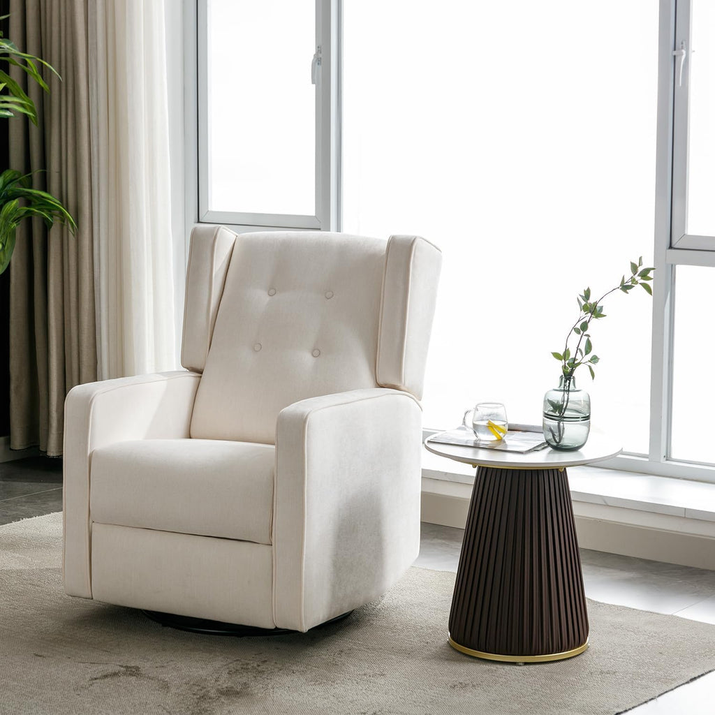 Swivel Rocker Recliner Chair Set of 2, Nursery Glider Chair, Nursery Rocking Chairs, Manual Reclining Chair, White