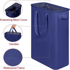 efluky Slim Laundry Basket, Narrow Laundry Hamper with Handles, Collapsible Dirty Clothes Hamper, Tall Laundry Bin for Laundry Room, Dorm and Bedroom, 12.7 Gallons(75L) Blue