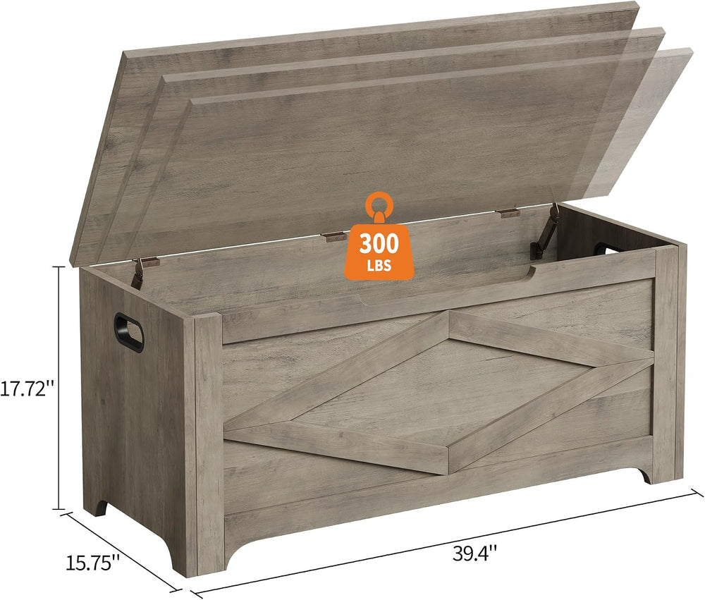 GAOMON Storage Chest, Storage Bench with Safety Hinge, Farmhouse Style Wooden...
