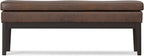 SIMPLIHOME Carlson 45-inch Wide Vegan Faux Leather Ottoman Bench in Distressed Black with Solid Wood Frame for Living Room, Entryway, or Bedroom
