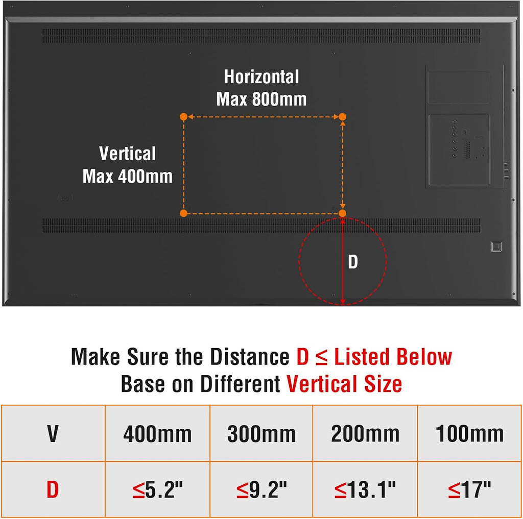 ELIVED Universal Table Top TV Stand for Most 27 to 55 inch LCD LED Plasma Flat/Curved Screen TVs, TV Base Height Adjustable Leg Stand, Replacement TV Feet Holds up to 88lbs, Max VESA 800x400mm