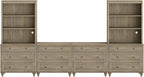 WAMPAT Entertainment Center with Bookshelves for TVs up to 75", Farmhouse Wall Unit TV Stand with Drawers, Media Console Table for Living Room, Bedroom & Home Theater, Wash Grey