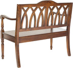 SAFAVIEH Furniture - Benjamin Bench - Teak - Solid Wood - Farmhouse High-Back Design - Ideal for Entryway, Living Room, Dining Room, 17.1" Seat Height (AMH6500D)