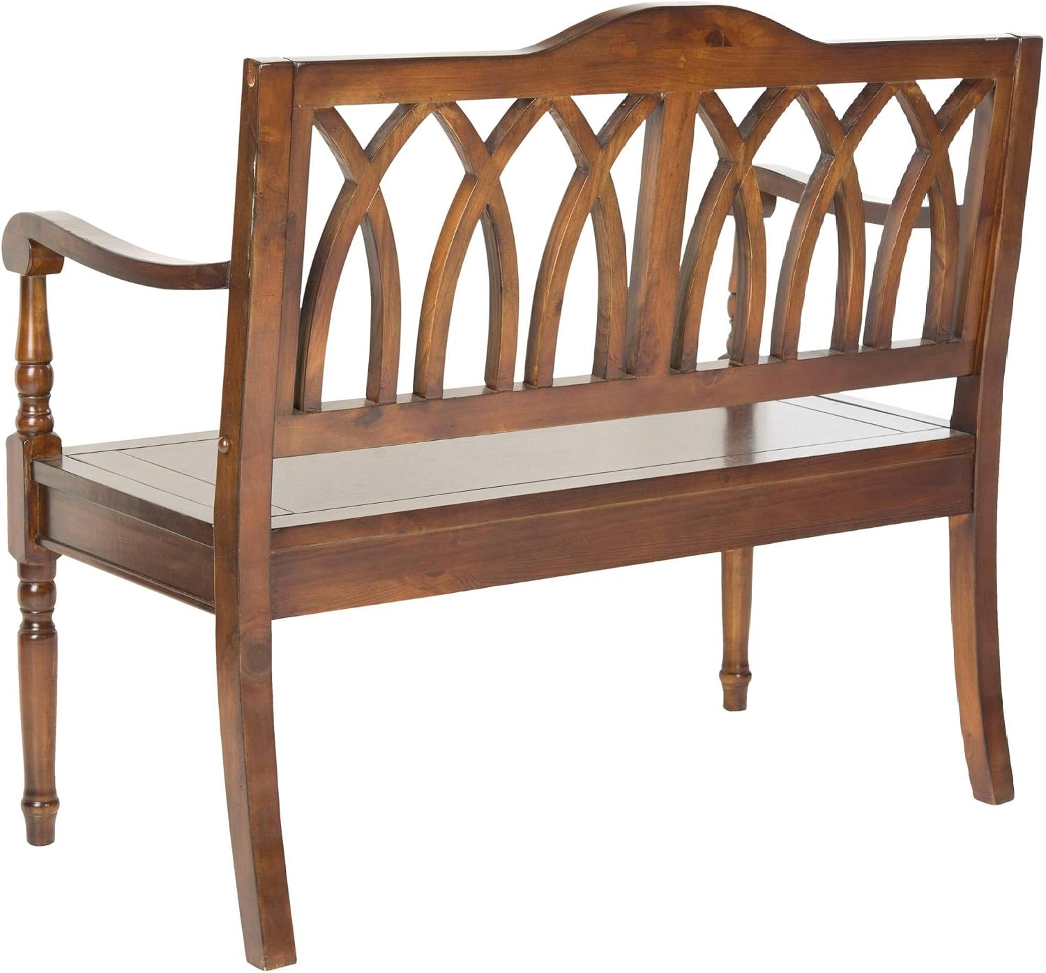 SAFAVIEH Furniture - Benjamin Bench - Teak - Solid Wood - Farmhouse High-Back Design - Ideal for Entryway, Living Room, Dining Room, 17.1" Seat Height (AMH6500D)