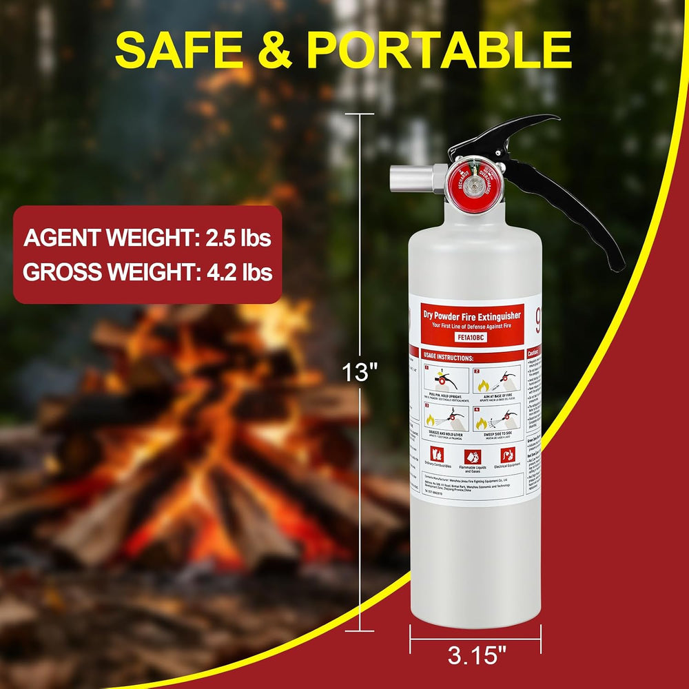 6 Pack ABC Fire Extinguishers, 2.5 lb 1A:10B:C Rated with Mount