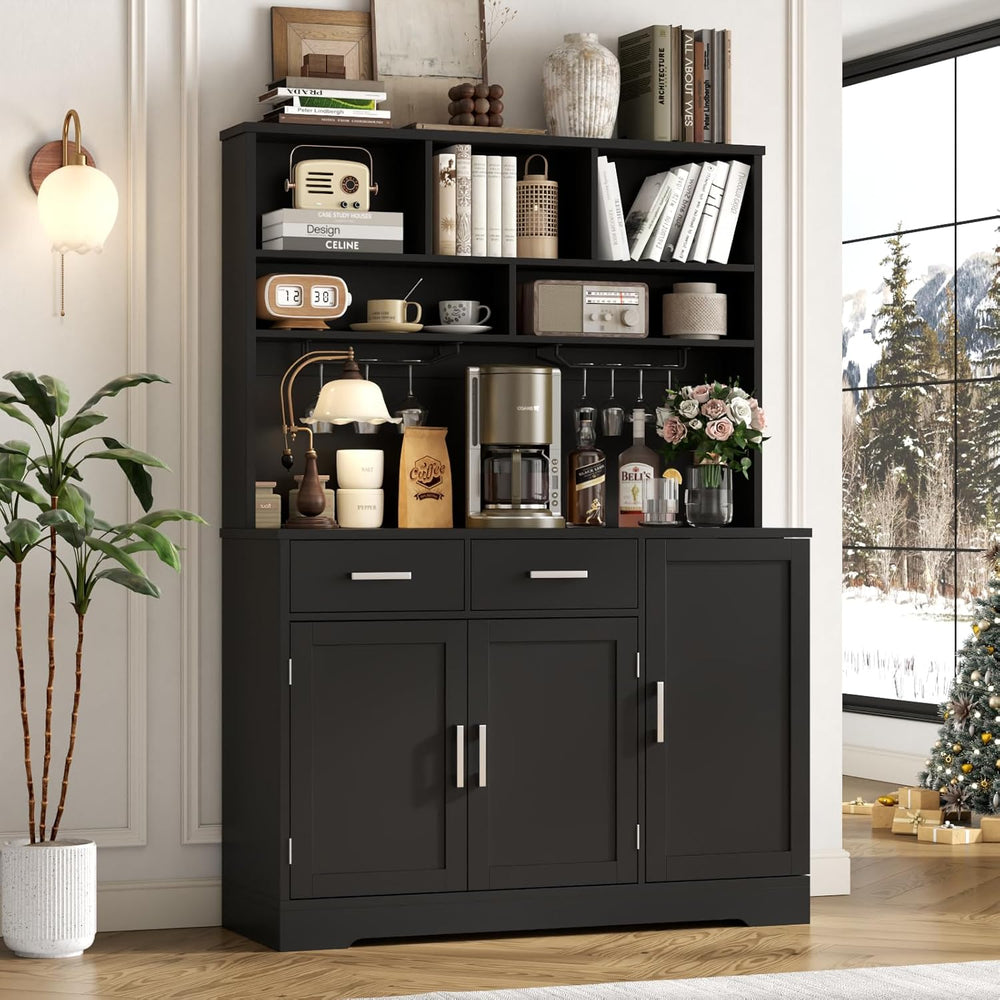 Tall Pantry Cabinet, Modern Kitchen Hutch with Microwave Stand, Kitchen Pantr...