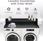 2-Tier Washer and Dryer Countertop Shelf, White Laundry Topper with Non-Slip Pads, Laundry Room Storage & Organization for Small Apartment Kitchen