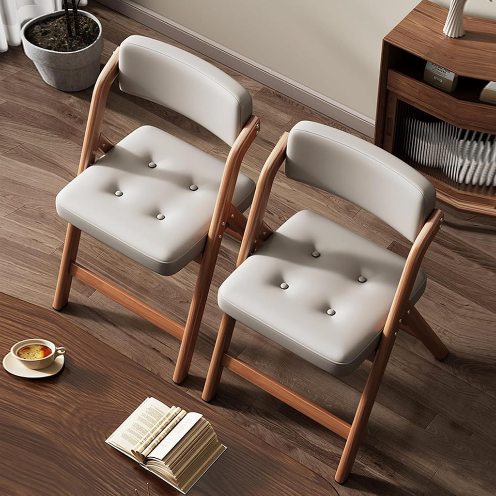 Folding Chairs with Padded Seats, Carbon Steel Bracket Folding Set of 2, Extra for Guests Kitchen, Bedroom,(Brown)