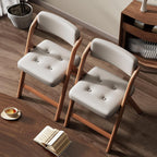 Folding Chairs with Padded Seats, Carbon Steel Bracket Folding Set of 2, Extra for Guests Kitchen, Bedroom,(Brown)