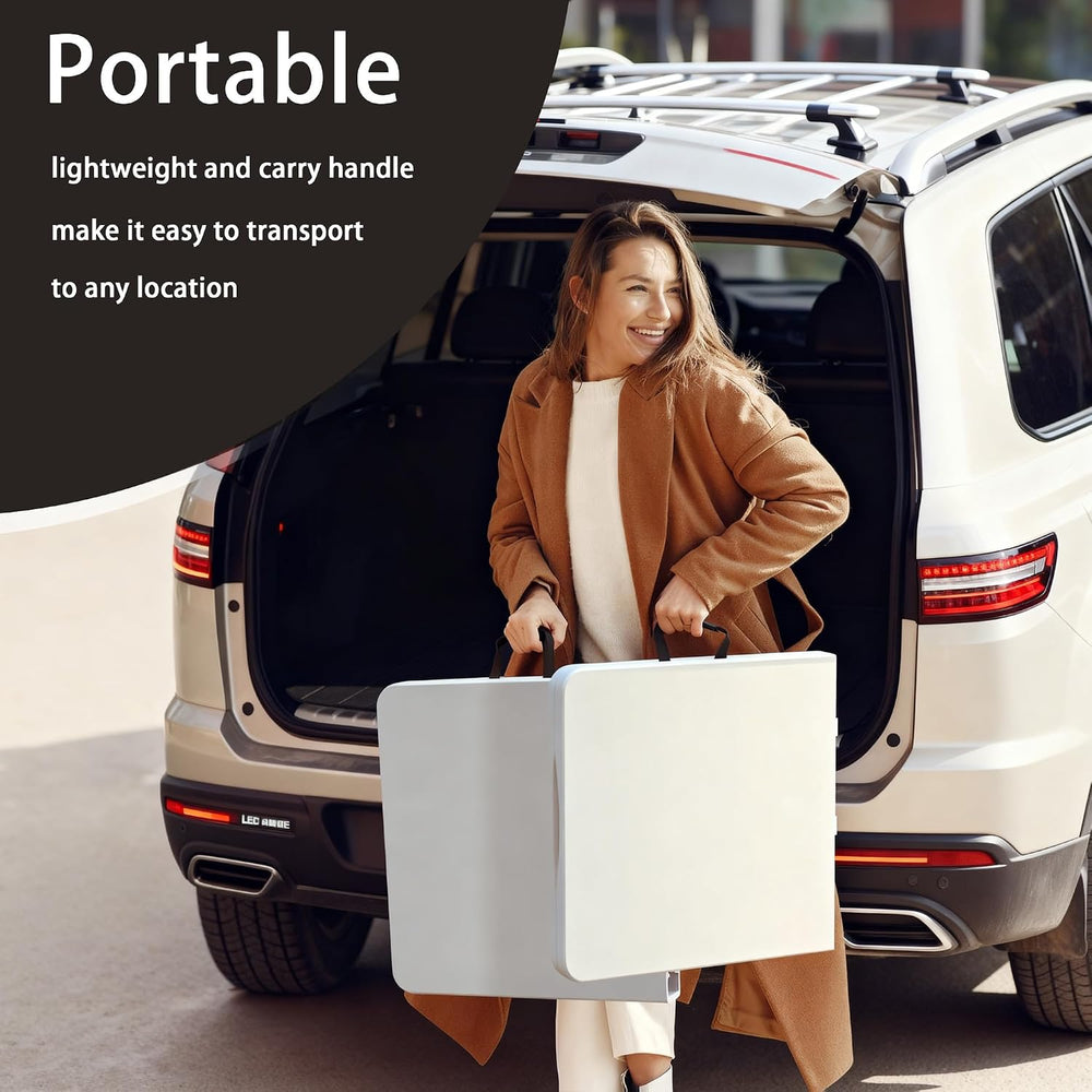 4 Feet Folding Table Adjustable Height with Carry Handle, Steel Legs | Heavy ...