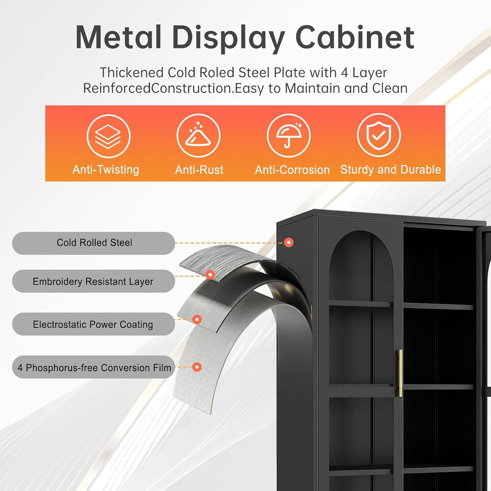 75" H Locking Display Cabinet with Glass Door, Tall Storage Cabinet with...