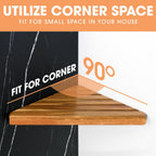 ENKEZI Acacia 2,3 Tiers Corner Shower Shelf, Triangular Corner Shelf Wooden Bathroom Shelf for Tiled Wall, Shower Corner Shelf, No Drilling Requied (3)