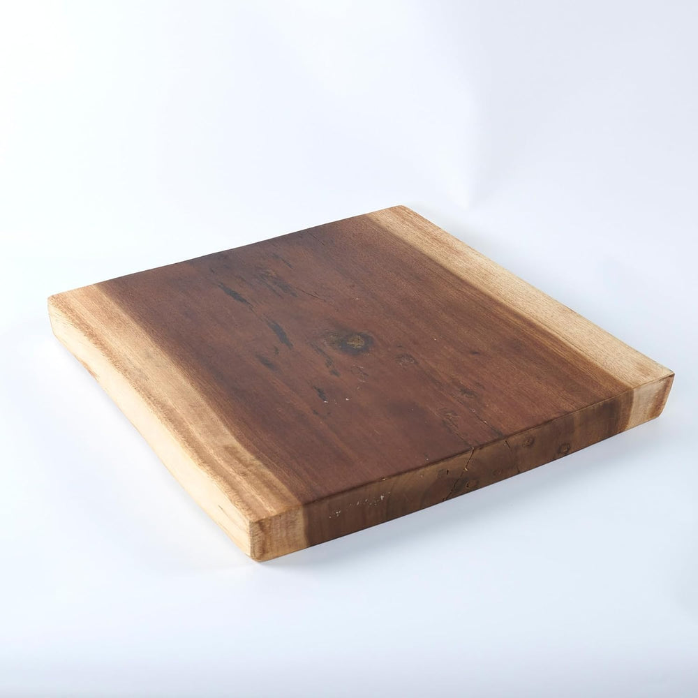 Square Teak Wood Slice Slab Side Table Top 17.7"x17.7"x1.96" L...