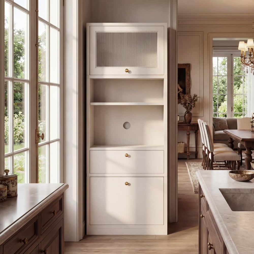 71" Freestanding Kitchen Pantry Cabinet Tall Food Pantries w/Doors&C...