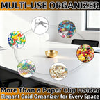 4-Inch Gold Decorative Bowl Paper Clip Holder,Stainless Steel Dual-Purpose Round Small Storage Tray & Cute Jewelry Organizer for Office Desk,Bathroom Vanity,Home & School
