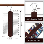 2 Pack Tie Rack for Closet, Premium Wooden Necktie Organizer Storage Tie/Belt Hanger, 360 Degree Swivel Space Saving Ties Holder for Men Hanging 40 Ties, Scarves Red