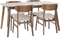 Christopher Knight Home Lucious 60" Rectangular Dining Set, 5-Pcs Set, Natural Walnut / Light Beige