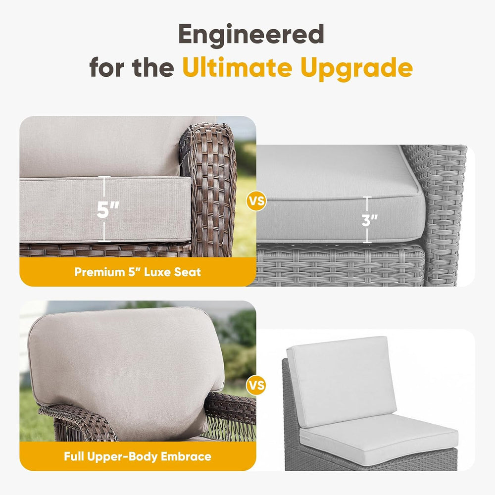 Belord Luxury Outdoor High Back Couch, All-Weather Wicker 3-Seater Sofa, Wick...