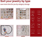 BOOVO Clear Lid Jewelry Box,4 Layers Jewelry Organizer Large Jewelry Storage Box with 3 Drawers,Jewelry Holder Organzier of Rings Earrings Necklace Bracelets for Women (Pink, 4 Layer)