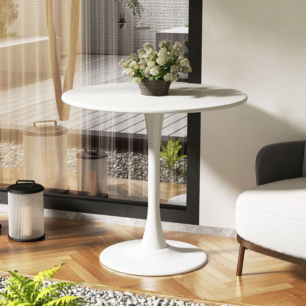 Modern White Round Dining Table 24 inch, White Tulip Round Table for Two Peop...