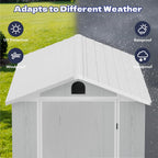 Greesum 4x8FT Plastic Outdoor Storage Shed with Floor, Resin Storaged Sheds with Lockable Door, Window & Vent, All-Weather Tool Sheds for Garden, Backyard, Patio, Light Gray (One-Piece Panel)