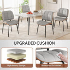 Dining Chairs Set of 4, Mid Century Modern Dining Room Chair, Upholstered Faux Leather Kitchen Chairs with Thick Cushion and Walnut Bentwood Back for Kitchen Dining Room, Grey