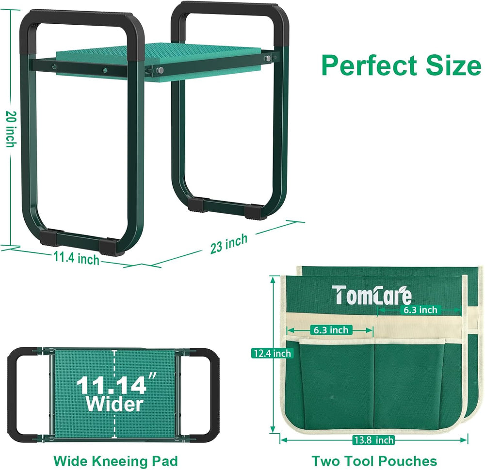TomCare Garden Kneeler and Seat, 11.14" Kneeling Pad Sturdy Garden Bench