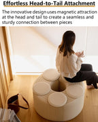 Paper Folding Stools, Collapsible Stool with Round Cushions, Accordion Telescopic Portable Seat for Adults, Minimalist Furniture for Home School, Office(Brown,118" L x 11.8" W x 16.5" H 6Cush)