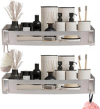 NearMoon Bathroom Shower Caddy 2 Pack, No Drill 304 Stainless Steel Shower Organizer with 2 Hooks (Shower Shelf, Brushed Nickel)