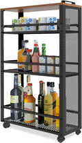 2025 New, Slim Kitchen Storage Cart, 3-Tier Metal Rolling Utility Cart Mesh Basket, Multifunction Wire Basket Shelf Trolley for Home Laundry, Bathroom, Living Room, Black