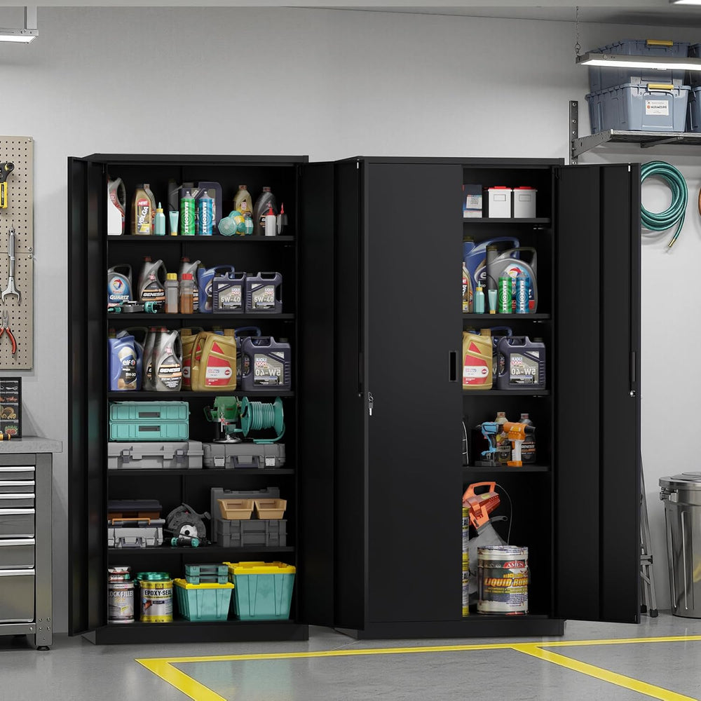 VINGLI Metal Garage Storage Cabinet with 2 Doors and 5 Adjustable Shelves, 71...