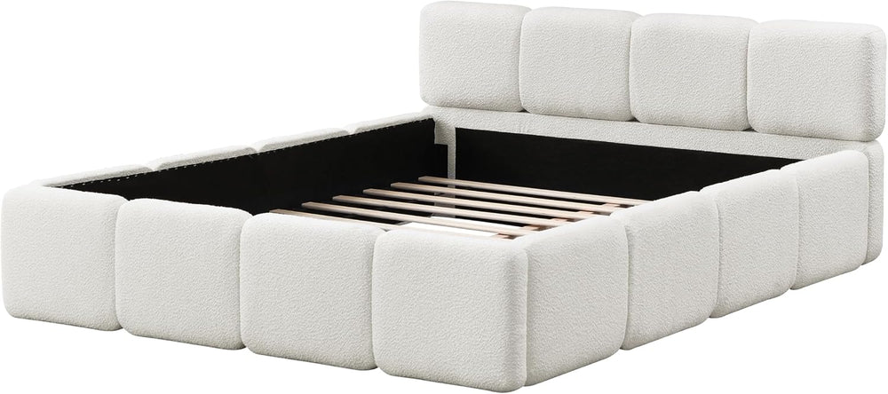 Christopher Knight Home Hazel Queen Size Platform Bed, Boucle Thick Headboard...