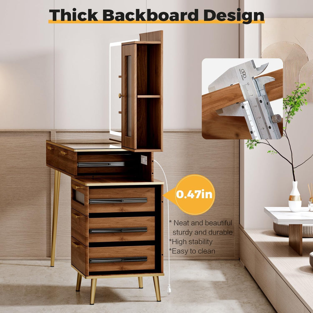 Arulvmrn Vanity Desk with 29.53" HD Lighted Mirror, 47.24" Big Mode...