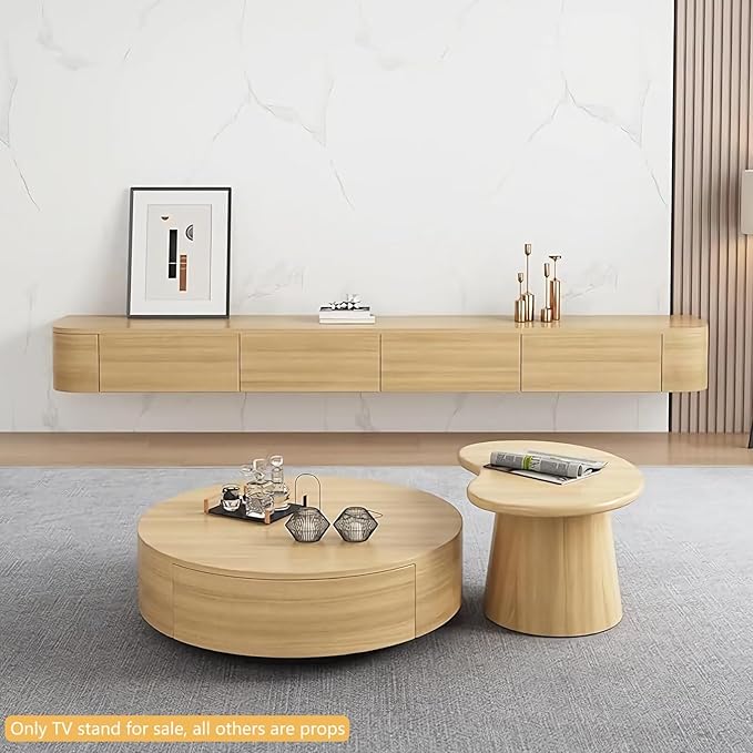 Floating TV Stand with Drawers, Pre-Assembled Wall Mounted TV Console, Modern...