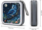 One Enchanted Night Owl CD DVD Case Holder, 40 Disc Storage Wallet with Exclusive Printed Design, Zipper Closure And Handle for Music Movies Games Travel Car