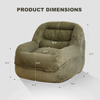 Giant Bean Bag Chair with Armrests - Oversized Cozy Seating for Adults, Corduroy Fabric & High - Density Foam Filling, Ideal Lounge for Living Room, Bedroom & Gaming Room (Olive Green)