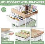 APEXCHASER Rolling Craft Storage Cart with 6 Drawers, Art Cart,Green | Utility Cart with Wooden Top, for Craft Room, Kids Art Station, Sewing Storage, Space-Saving for Home Office & Bedroom