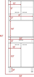 23.6" D*13.9" W*66.5" H Kitchen Pantry with 19.9" Drawer, 3 Shelves & 2 Double Doors, Sliver Door Handles, Farmhouse Rectangular Storage Cabinet, for Living Room, Dining Room, White