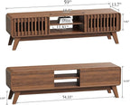 59" TV Stand for 55/60/65 inch TV, 2 Cabinets Mid Century Modern TV Stand, Wood Entertainment Center with Storage, TV and Media Console for Living Room, Bedroom, Office (Walnut)