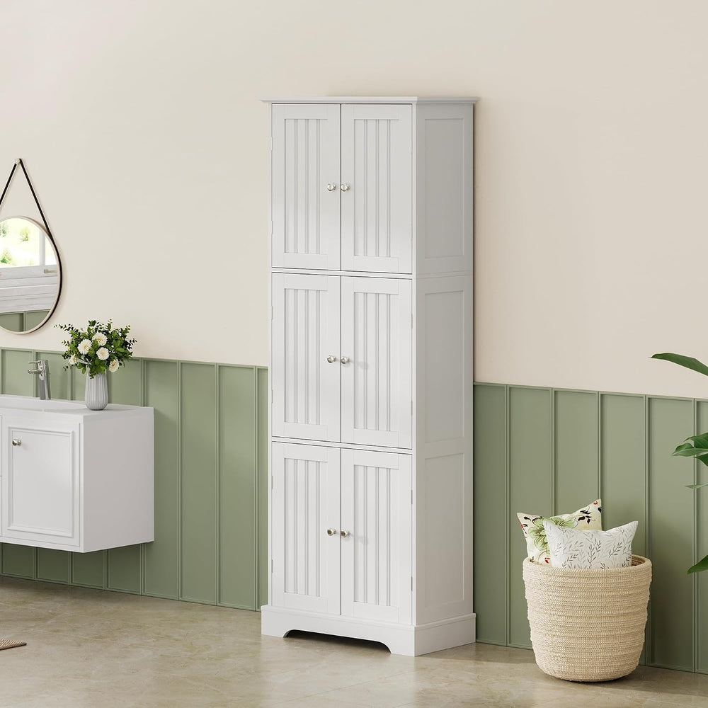 ChooChoo 63.2" Tall Bathroom Storage Cabinet with 6 Doors | Freestanding...