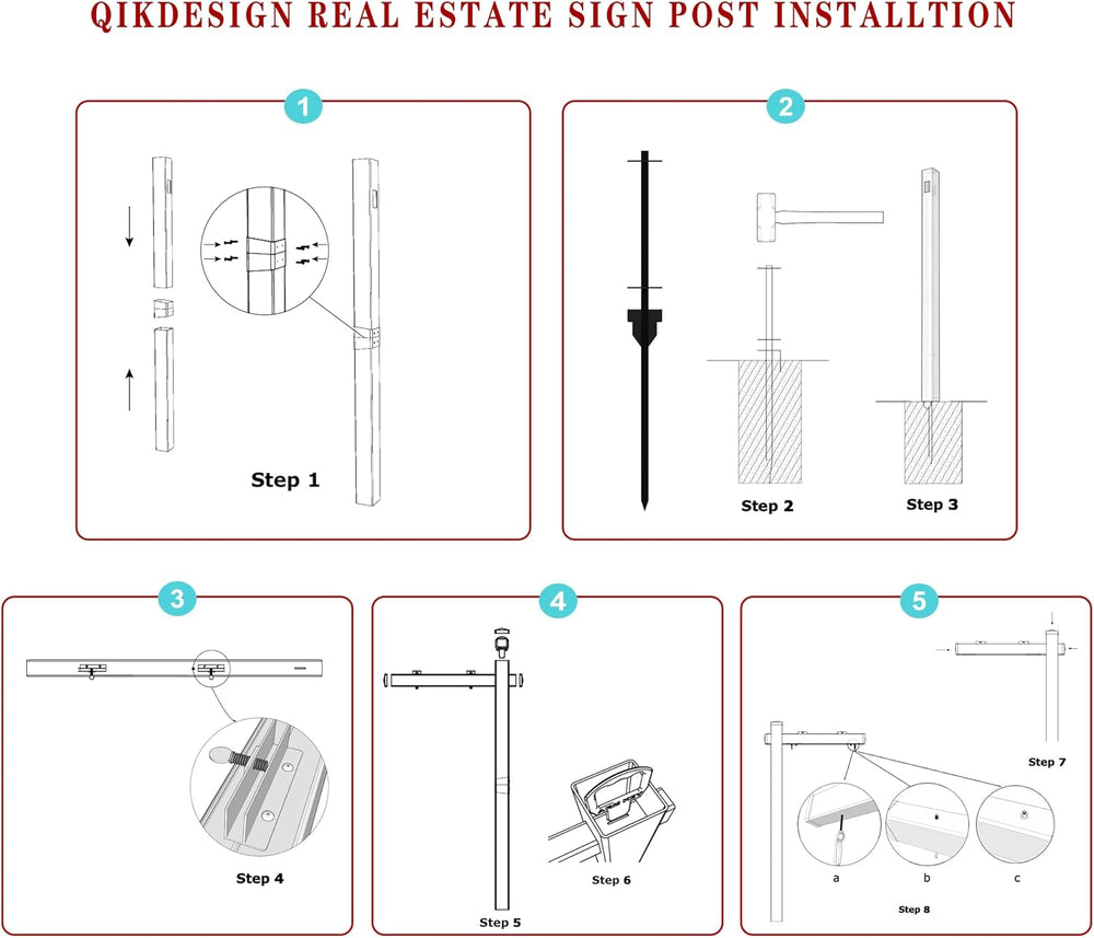 Vinyl PVC Real Estate Sign Post 6' Tall (Connected type), Black Realtor Y...